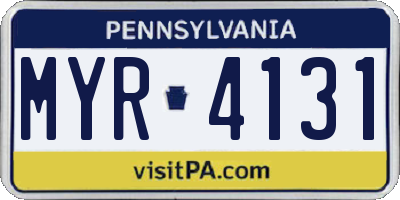 PA license plate MYR4131