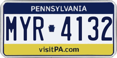 PA license plate MYR4132