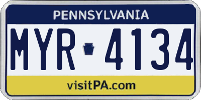 PA license plate MYR4134