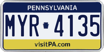 PA license plate MYR4135