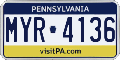 PA license plate MYR4136