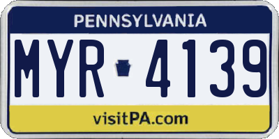 PA license plate MYR4139
