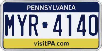 PA license plate MYR4140