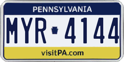 PA license plate MYR4144