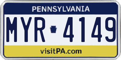 PA license plate MYR4149