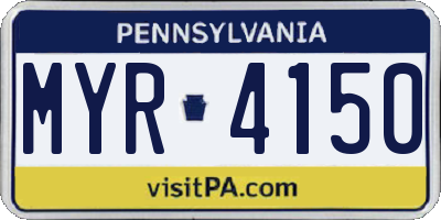 PA license plate MYR4150