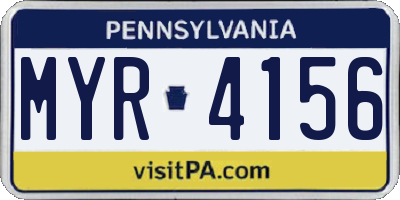 PA license plate MYR4156