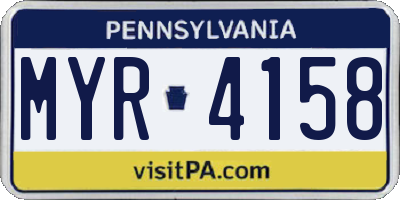 PA license plate MYR4158