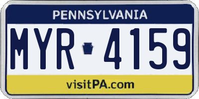 PA license plate MYR4159