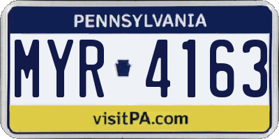 PA license plate MYR4163