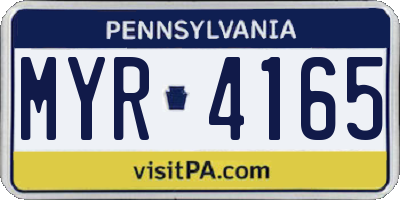 PA license plate MYR4165