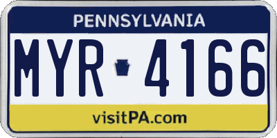 PA license plate MYR4166