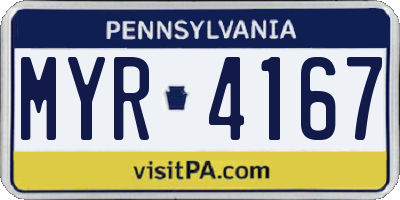PA license plate MYR4167