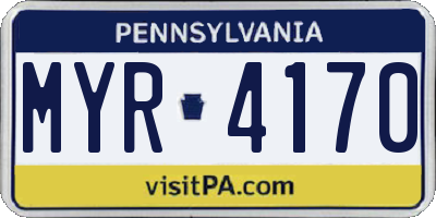 PA license plate MYR4170