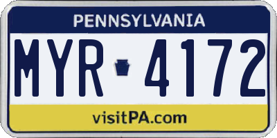 PA license plate MYR4172