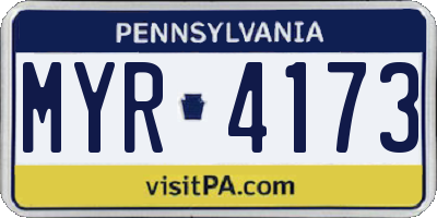 PA license plate MYR4173