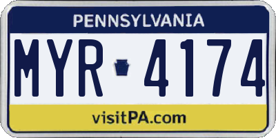 PA license plate MYR4174