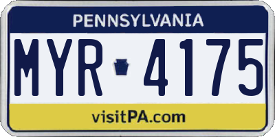 PA license plate MYR4175