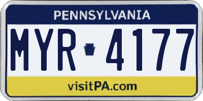 PA license plate MYR4177