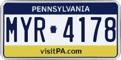 PA license plate MYR4178