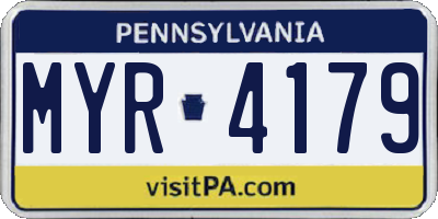 PA license plate MYR4179