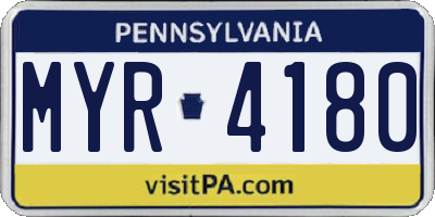 PA license plate MYR4180