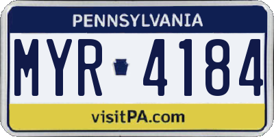 PA license plate MYR4184
