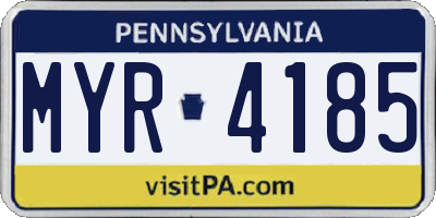 PA license plate MYR4185