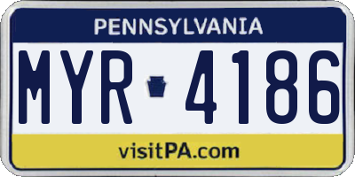 PA license plate MYR4186