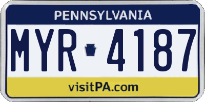 PA license plate MYR4187