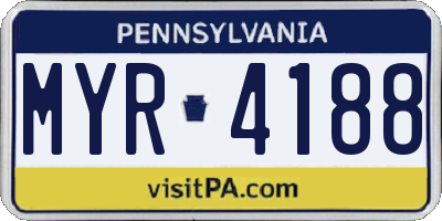 PA license plate MYR4188