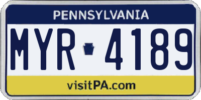 PA license plate MYR4189