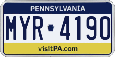 PA license plate MYR4190