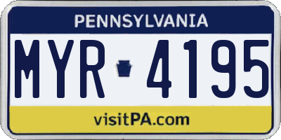 PA license plate MYR4195