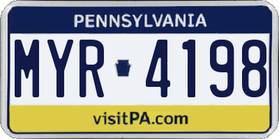 PA license plate MYR4198