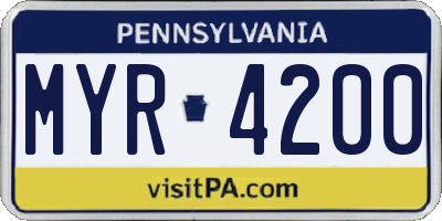 PA license plate MYR4200