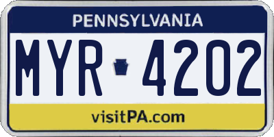 PA license plate MYR4202