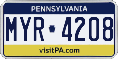 PA license plate MYR4208