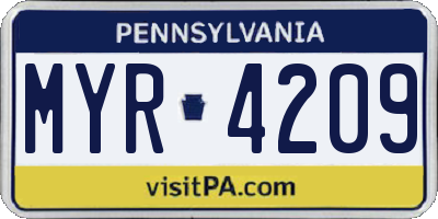 PA license plate MYR4209