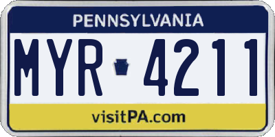 PA license plate MYR4211