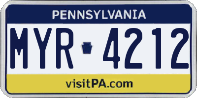PA license plate MYR4212