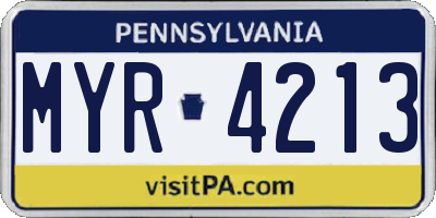 PA license plate MYR4213