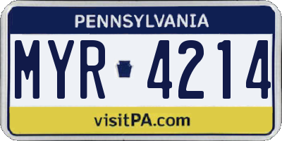 PA license plate MYR4214