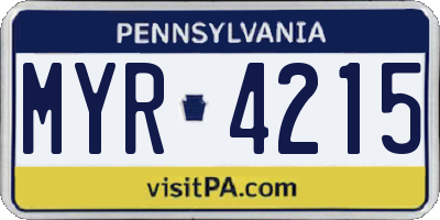 PA license plate MYR4215