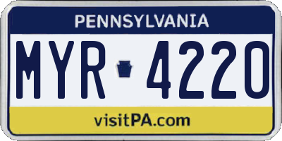 PA license plate MYR4220