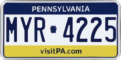 PA license plate MYR4225