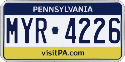 PA license plate MYR4226
