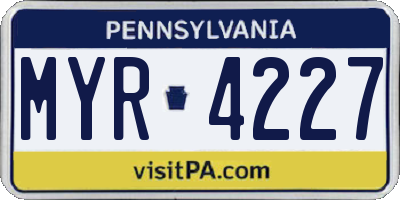PA license plate MYR4227