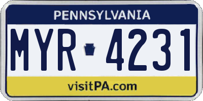 PA license plate MYR4231