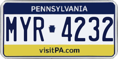 PA license plate MYR4232